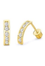 stunning gold polished channel cubic zirconia children stud earrings